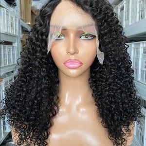 Deep waves virgin human hair wig 20inch with frontal lace front
